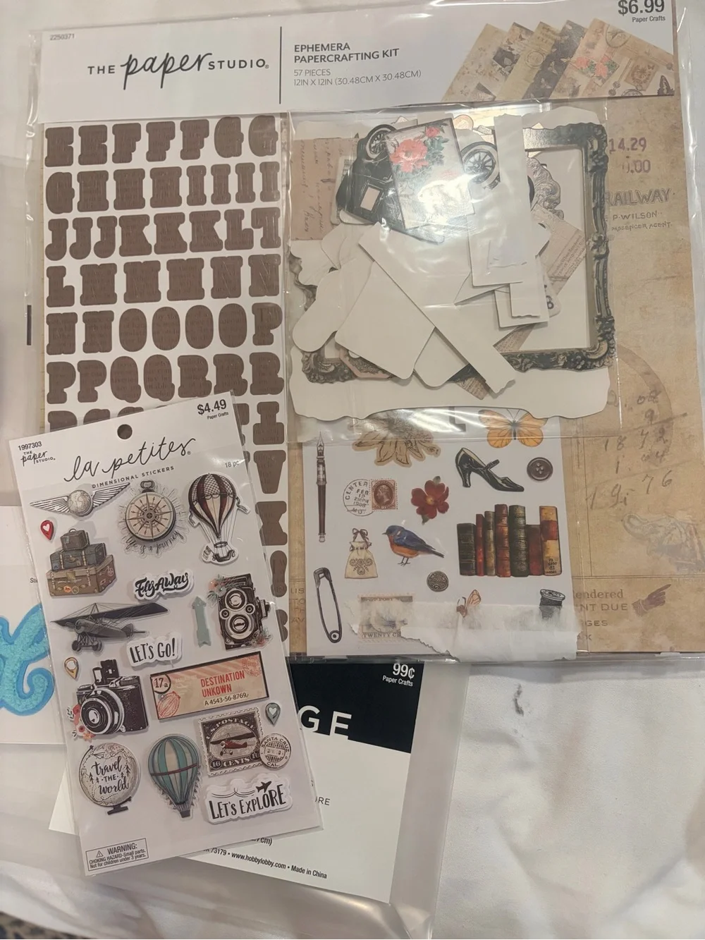 The Paper Studio Travel Sticker & Ephemera Pack - Turquoise Accents